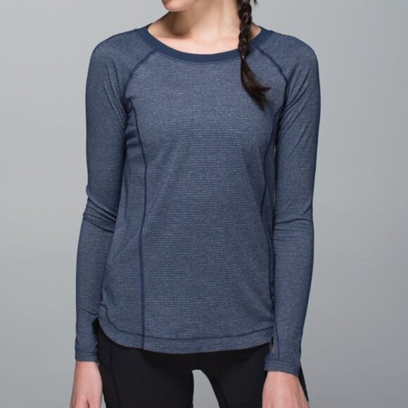 Lululemon Turn It Up Long Sleeve Heathered Inkwell Size 4 - Picture 1 of 11